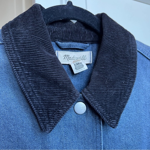 Madewell Denim chore Jacket Hodgeman Wash with corduroy, barn utility jacket - Picture 8 of 11